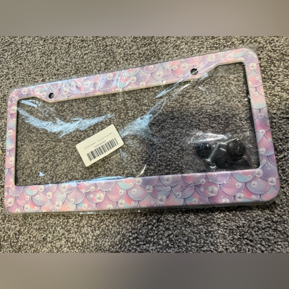 Pink and Purple License Plate Frame mermaid